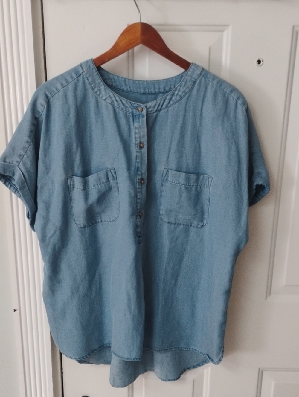 LOFT Sky Blue Chambray Button Shirt